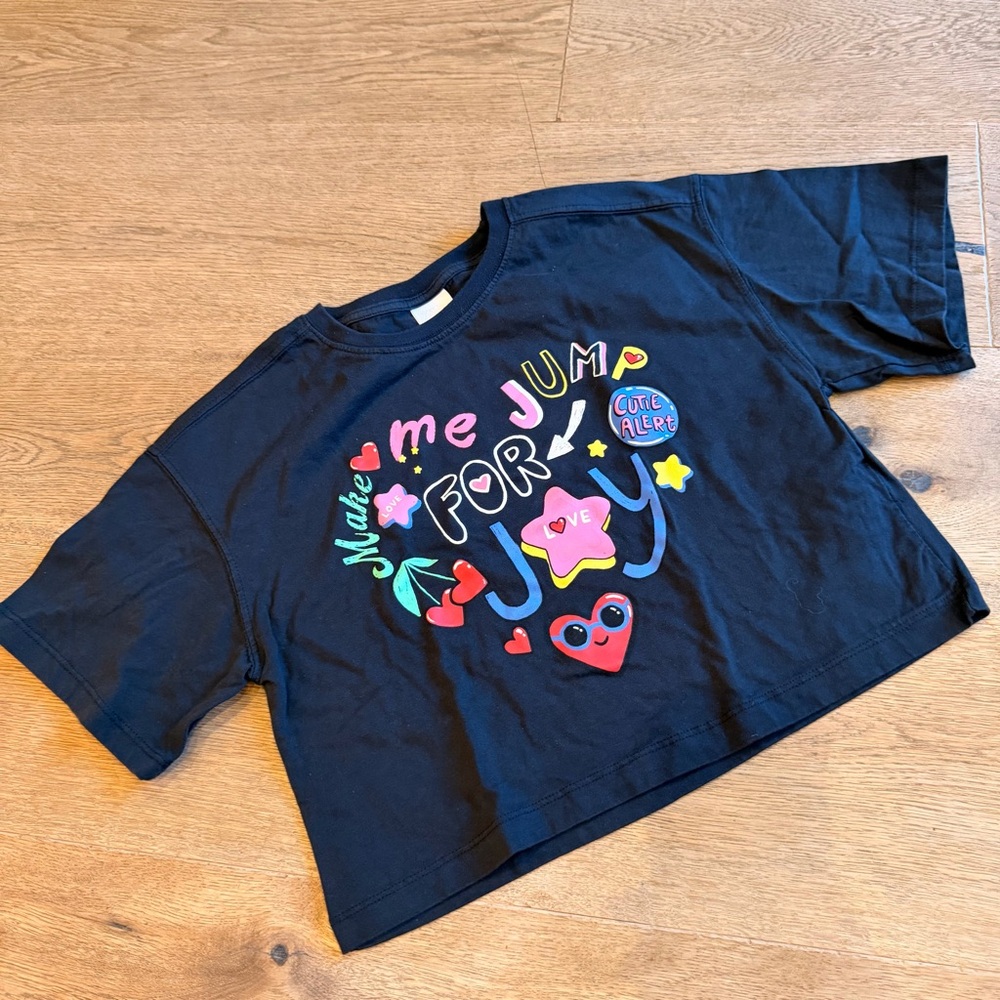 Zara Kids Black Tee with Bright Graphics